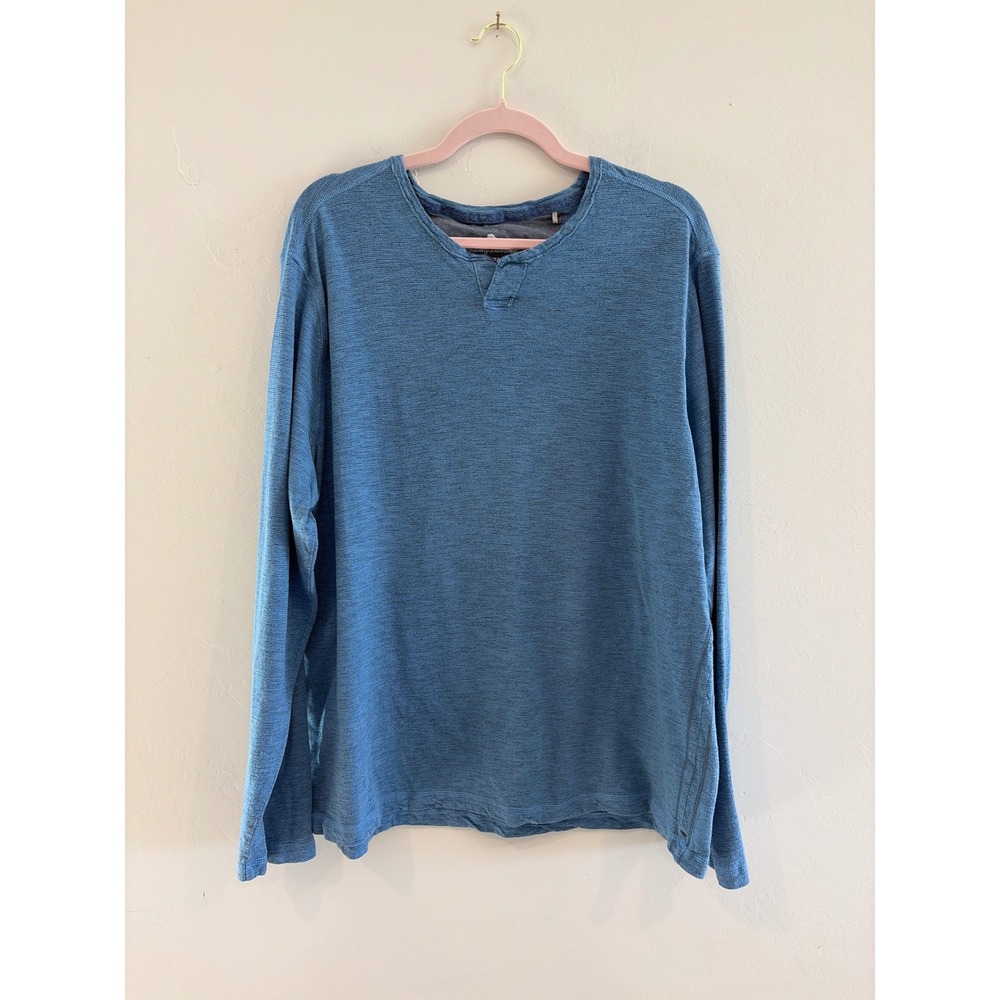 Tommy Bahama Mens XL Blue Slub Knit Long Sleeve Split Neck Pullover 221-ST226176
